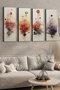 Wallity Set de 4 Pinturas Decorativas en Lienzo Multicolor 30x90 cm